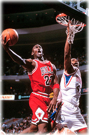 full-size picture of michael jordan going up for a slam dunk
